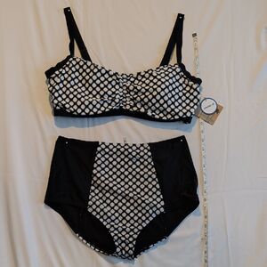 Black and White Women's Swimwear Set